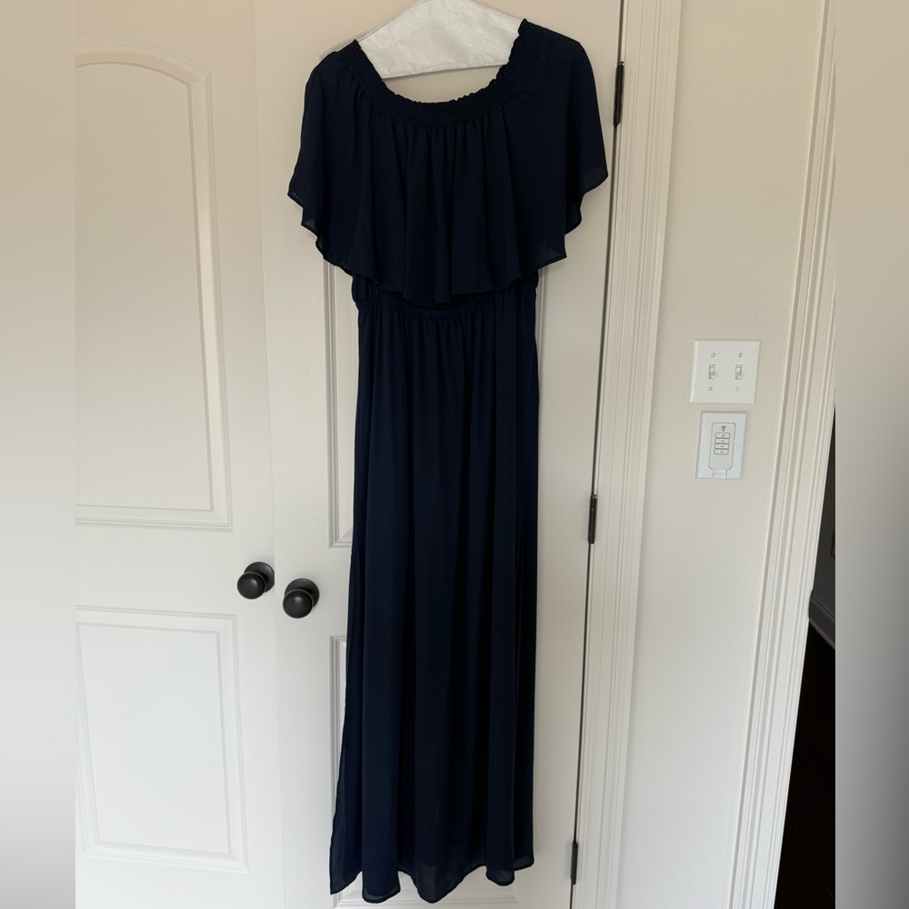 Show Me Your MuMu Navy Chiffon Maxi Dress XXL